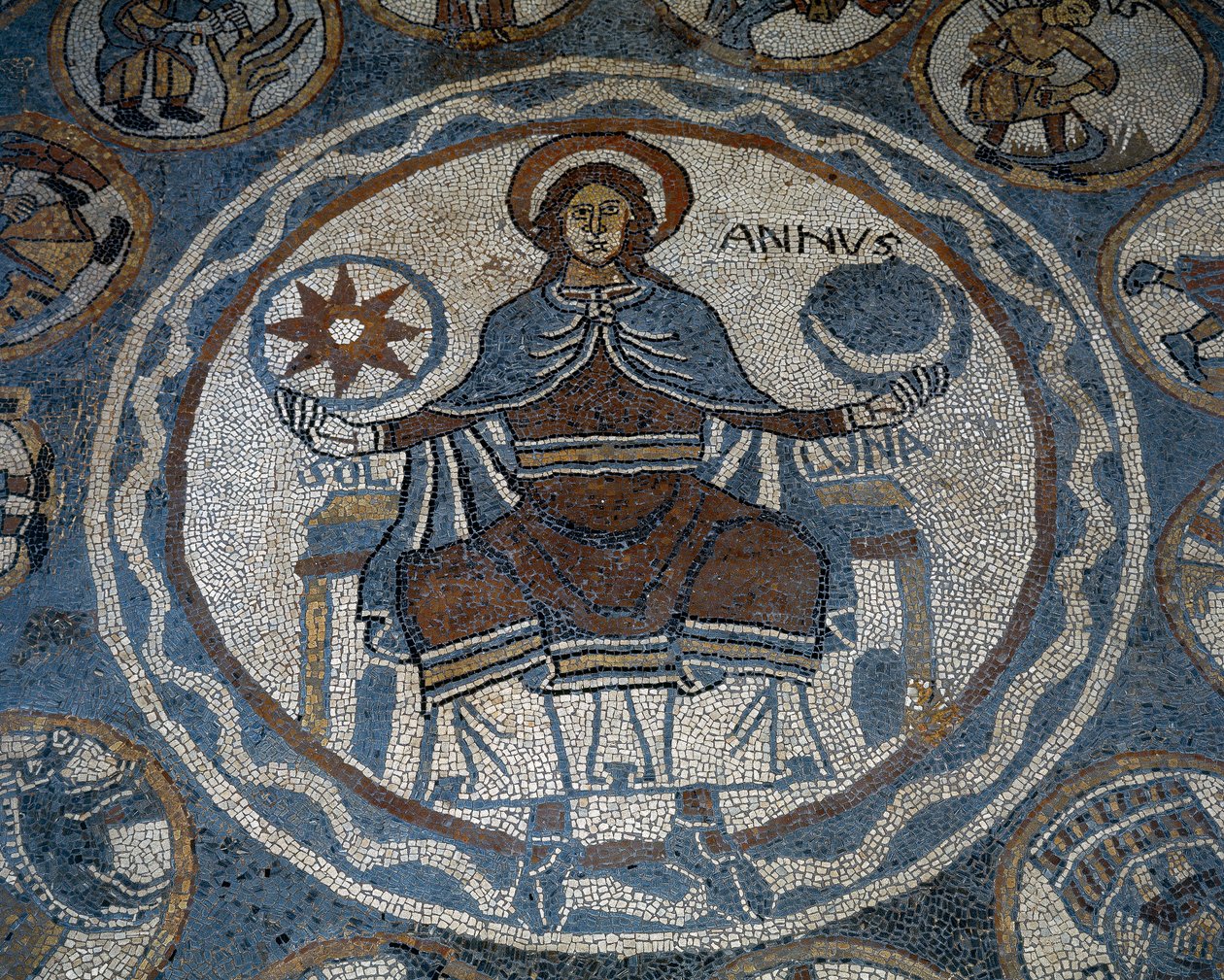 Mosaikgolv föreställande årets månader av Unknown artist