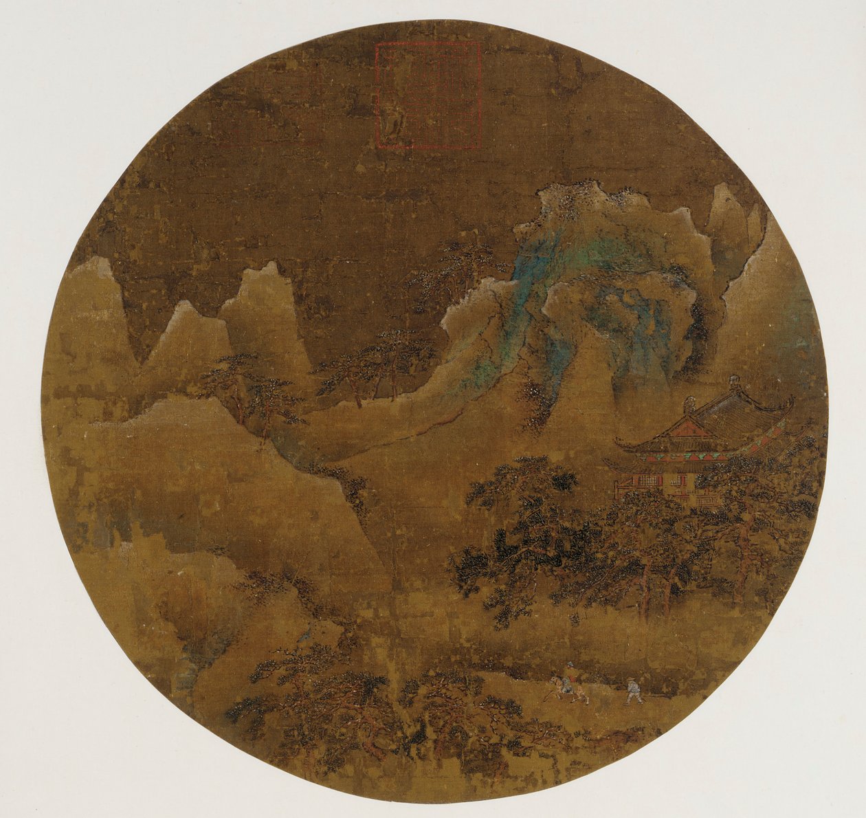 Bergslandskap: klippor, tempel och tallar av Unknown artist