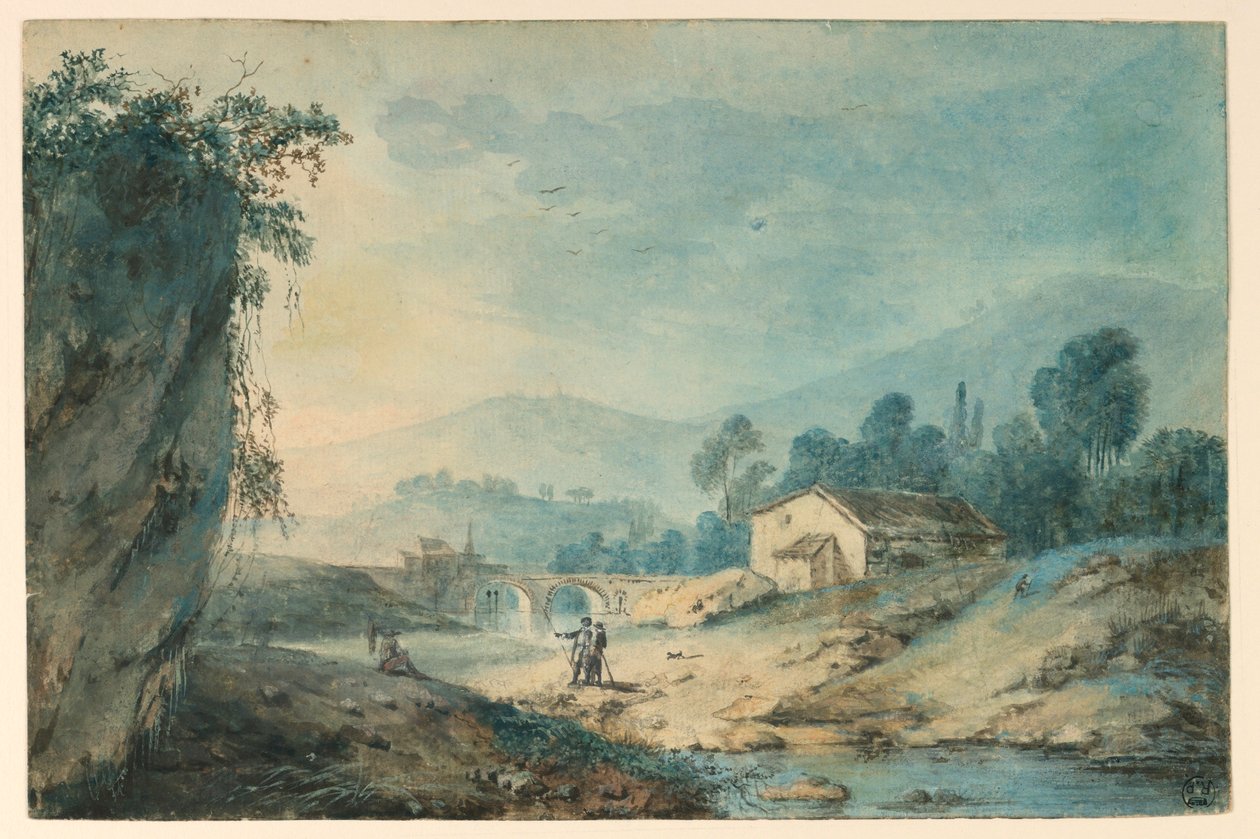 Bergigt landskap av Unknown artist