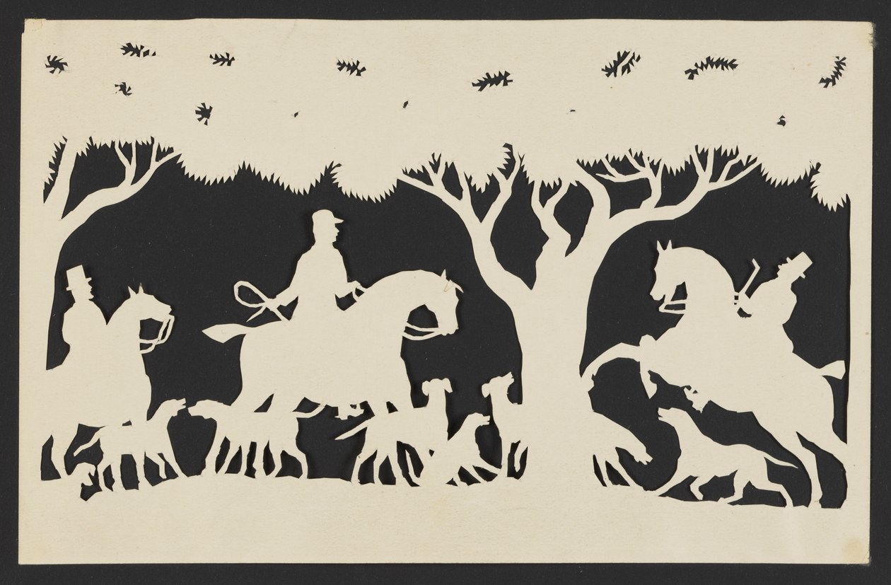 Beridna rävjägare med sina hundar av Unknown artist