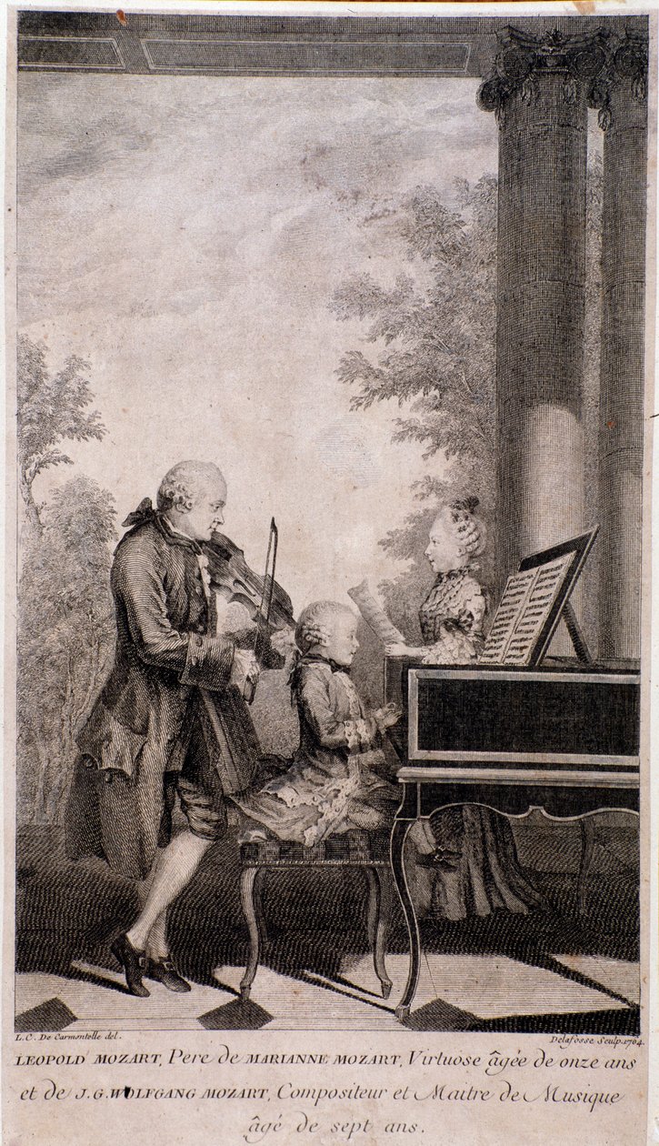 Familjen Mozart på turné (gravyr, efter 1777) av Unknown artist