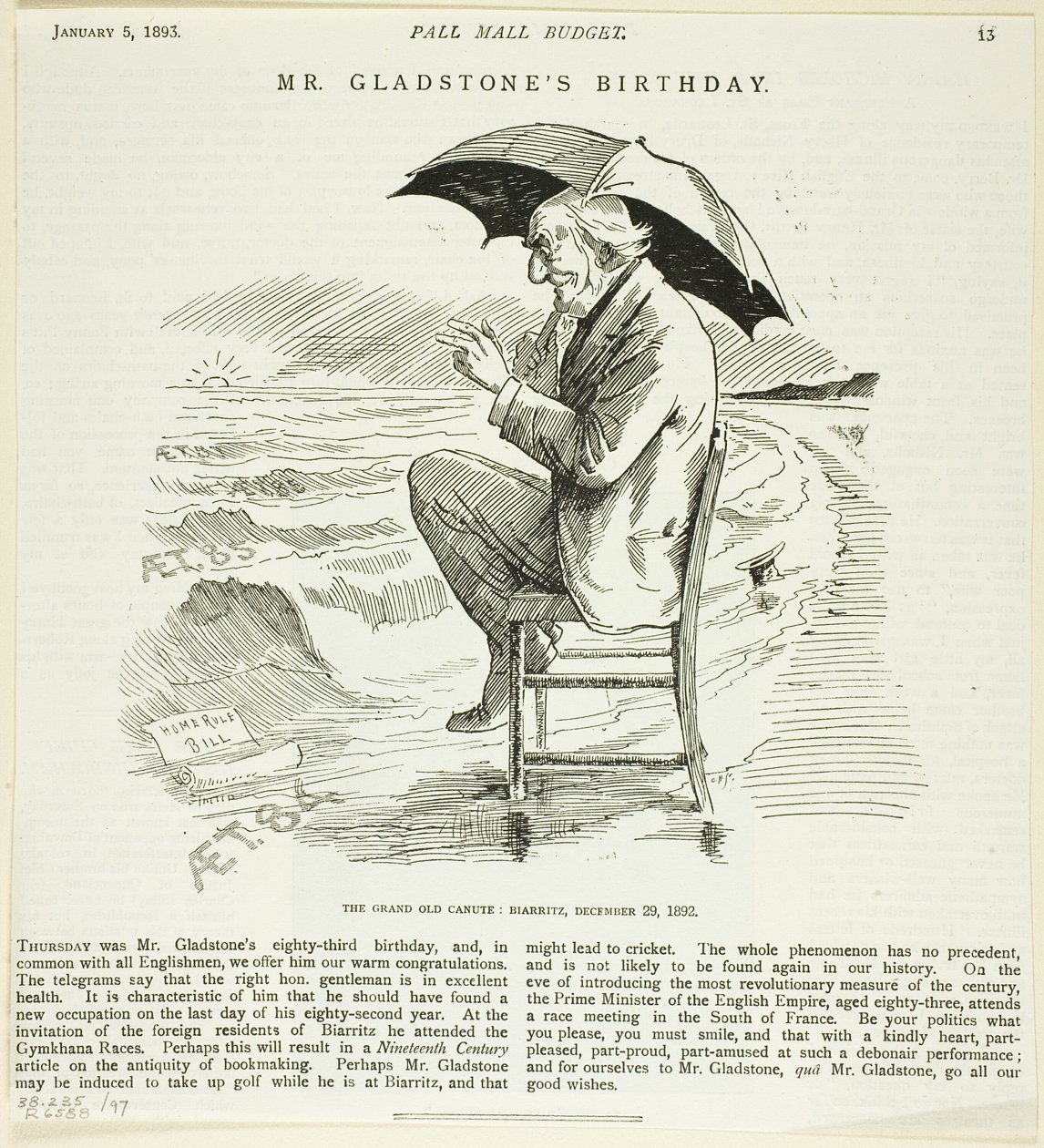 Herr Gladstones födelsedag, från Pall Mall Budget av Unknown artist