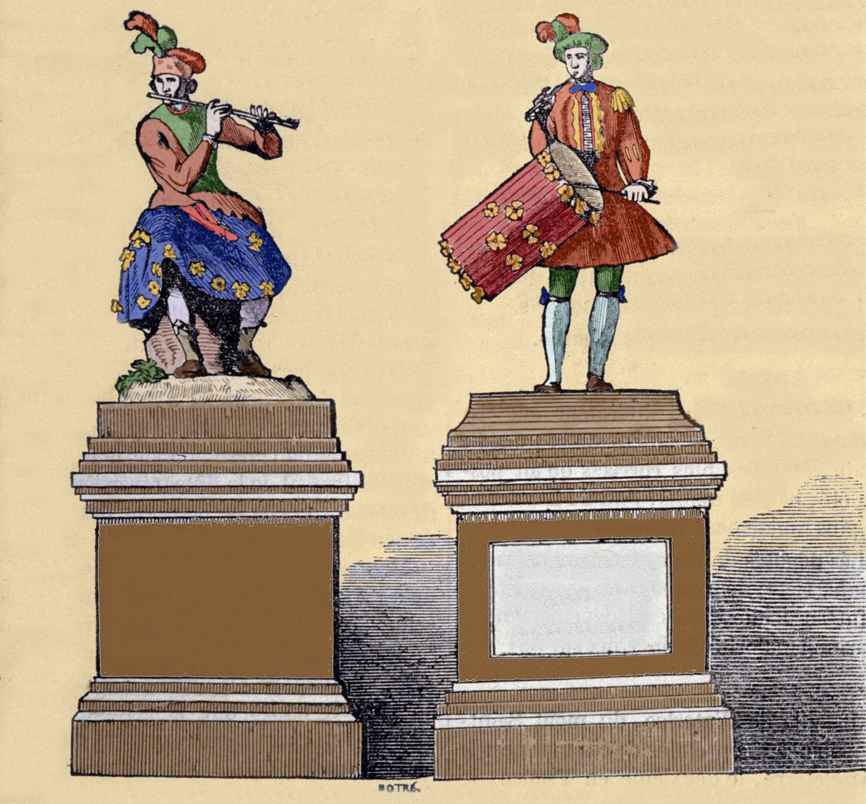 Musiker automater: "" The traversiere flute player"" (1737) och "" Tambourine player" (1738). De är gjorda av Jacques de Vaucanson (1709-1782), fransk ingenjör. av Unknown artist