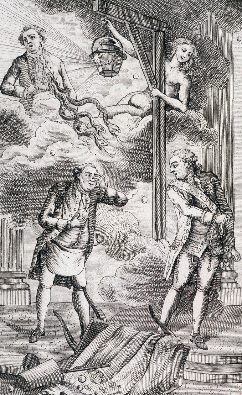 Necker dömd av lyktans nämnd - i ”” Tillägg till Mr. Neckers privatliv och ministerium, generaldirektör för finans”” av en medborgare, red. Pellet, Genève av Unknown artist