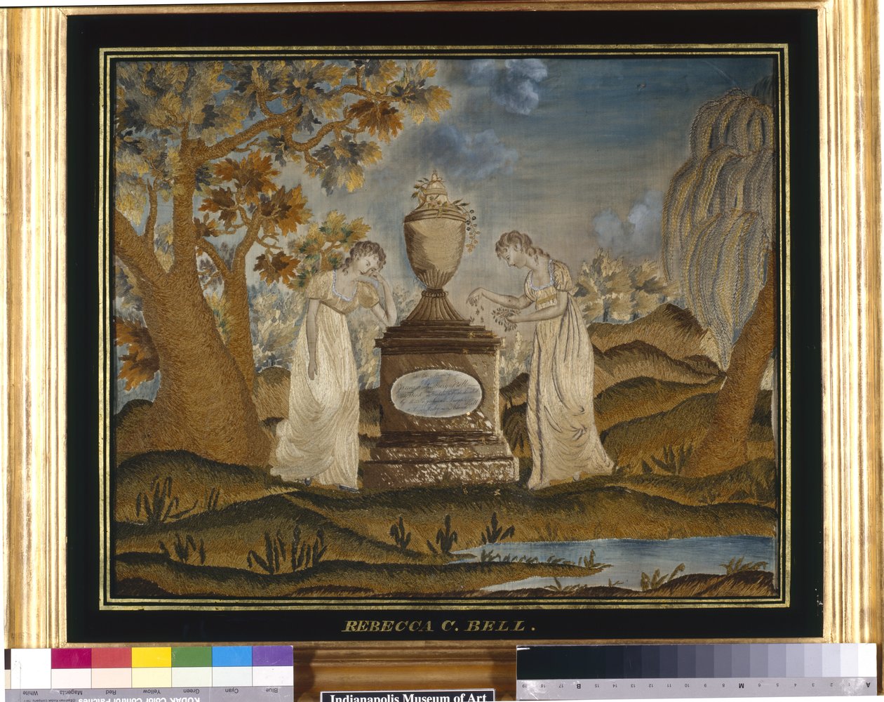 Handarbete Mourning Picture (silkestrådar, broderade) av Unknown artist
