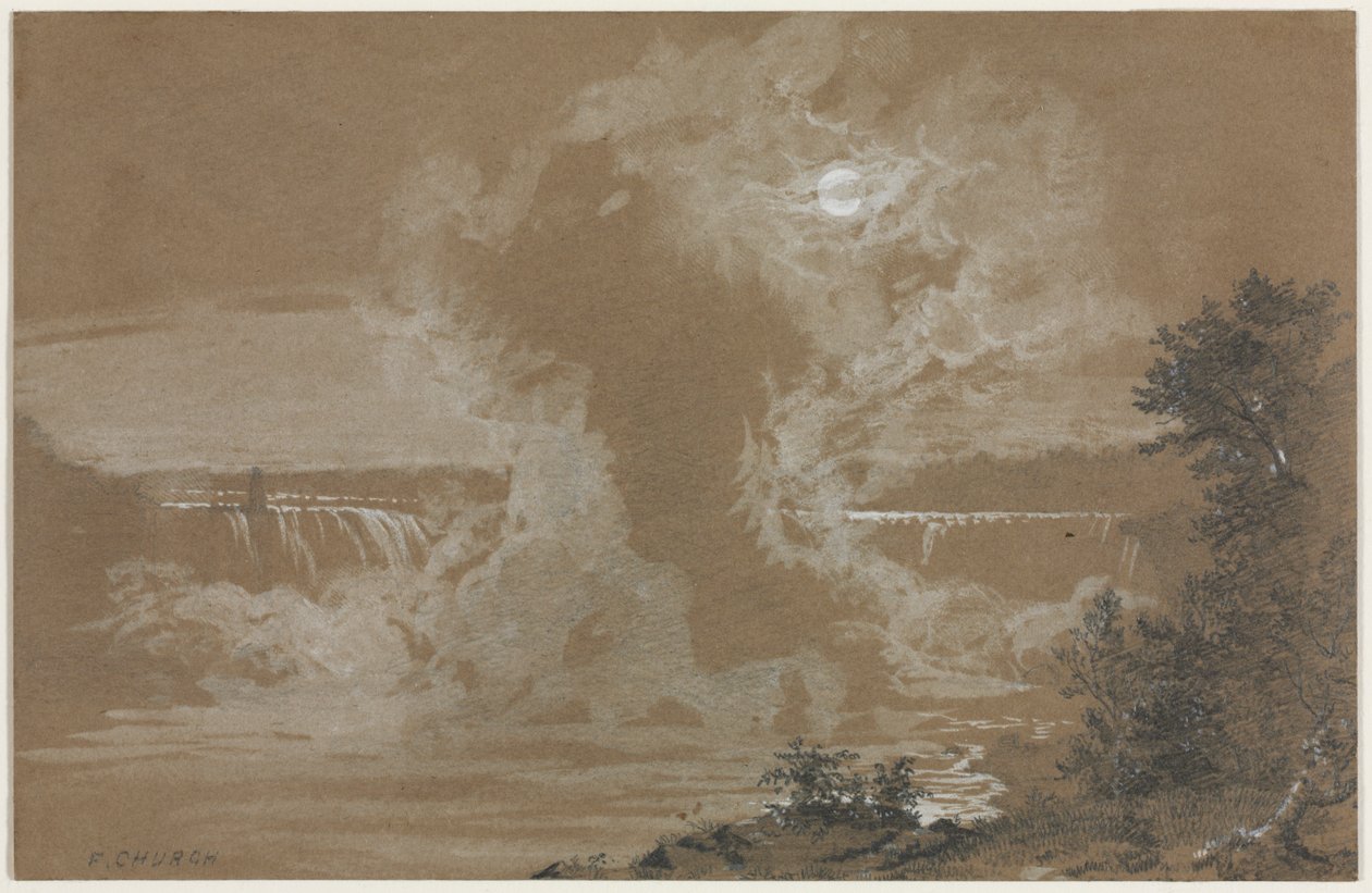 Niagarafallen av Moonlight av Unknown artist
