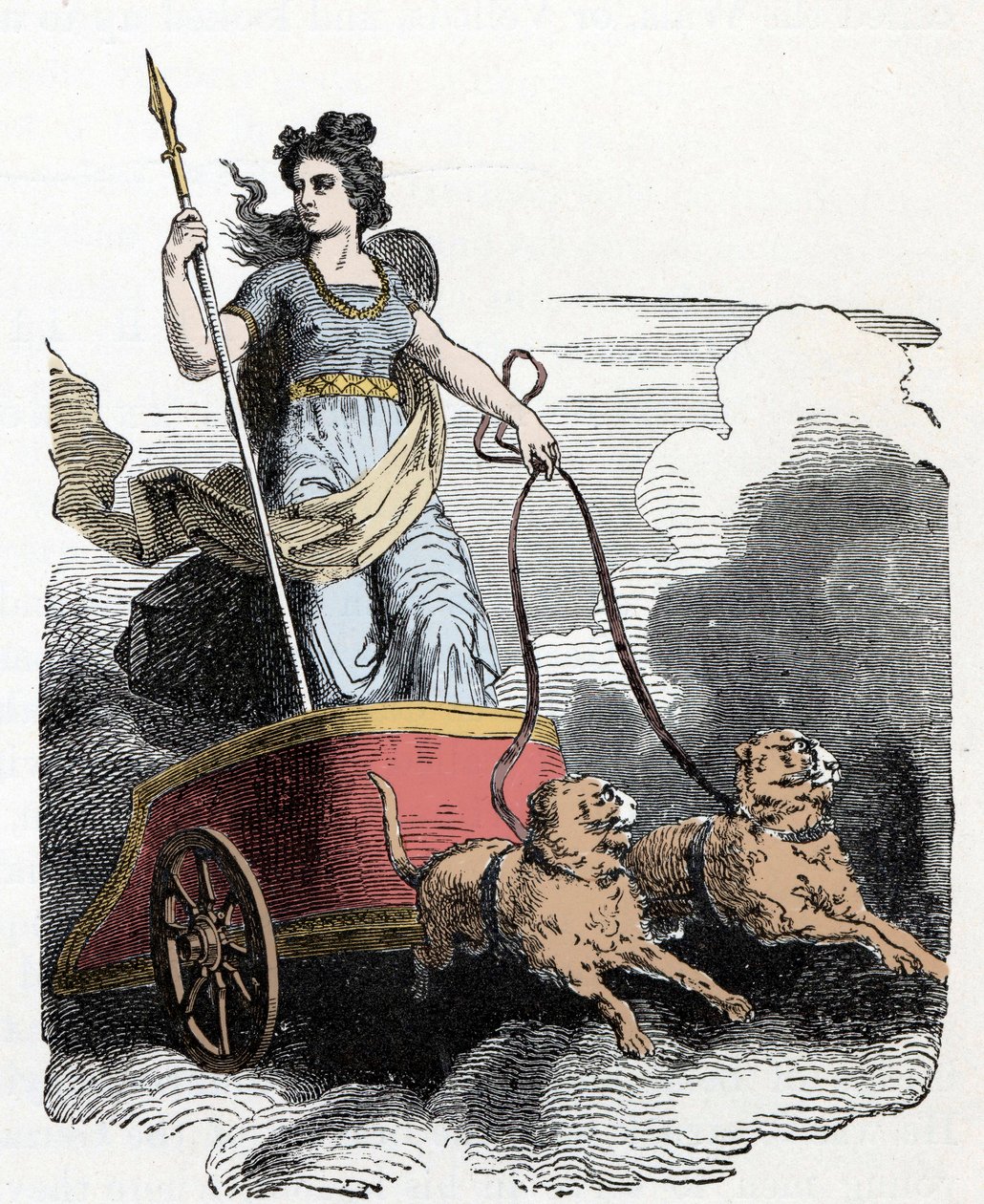 Nordisk mytologi: Frigga - Nordisk mytologi: gudinnan Freyja i sin vagn drar av katter av Unknown artist