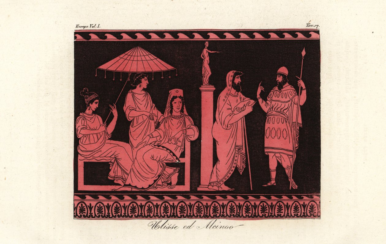Odysseus underhållen av Alcinous, härskare över Phaeacians på ön Scheria av Unknown artist