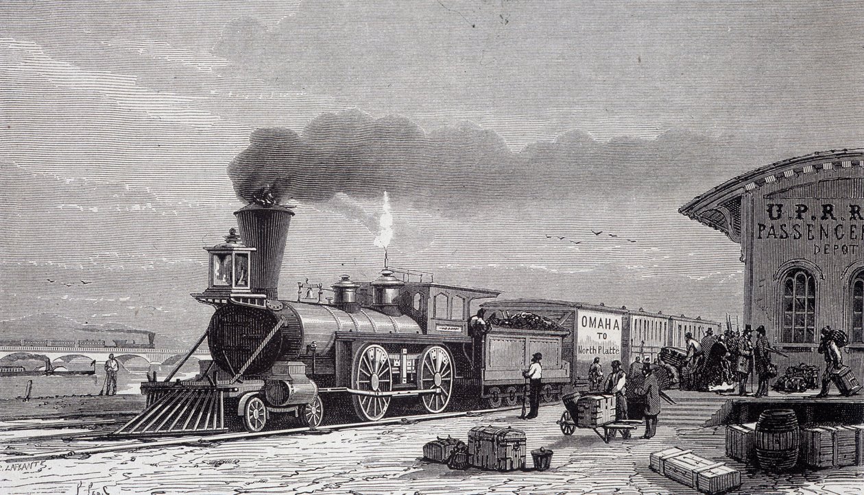 Omaha Station, startpunkten för Pacific Railway - i "" Tour du monde" av Unknown artist