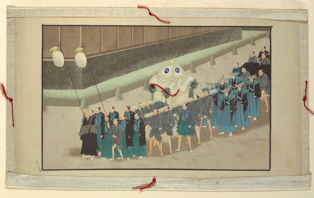En av sexton scener av en mans död och begravning av Unknown artist
