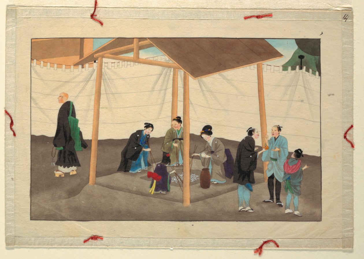 En av sexton scener av en mans död och begravning av Unknown artist