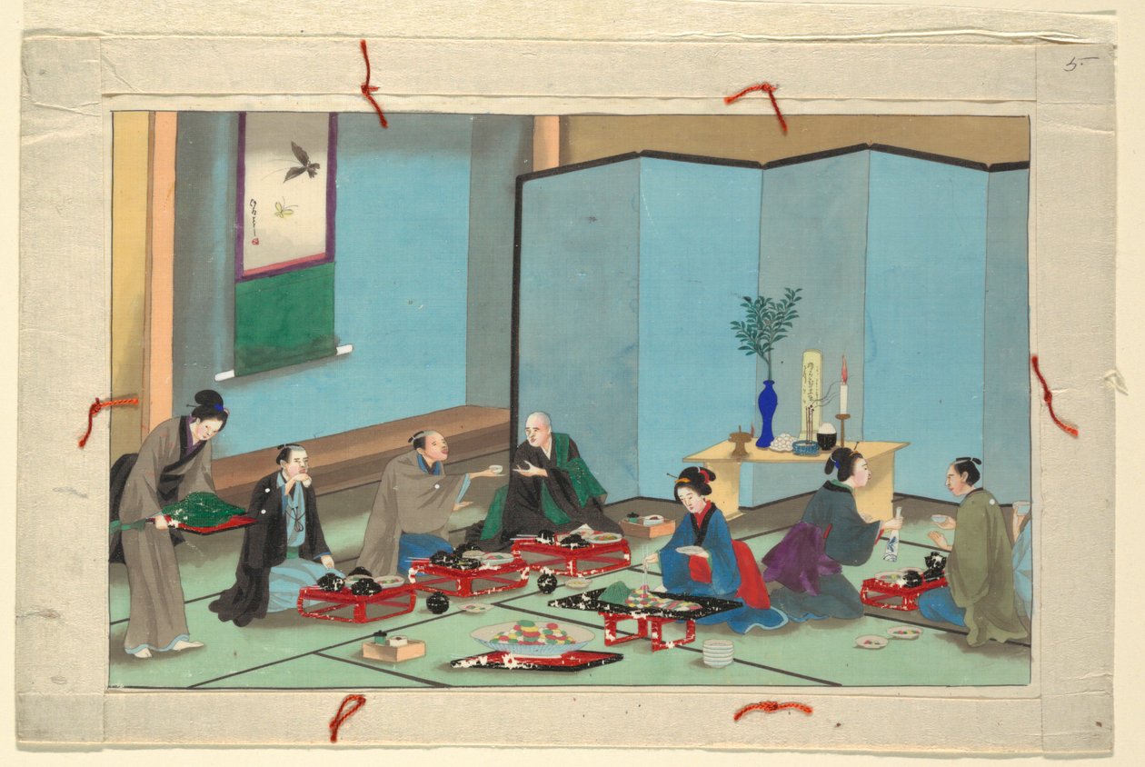 En av sexton scener av en mans död och begravning av Unknown artist