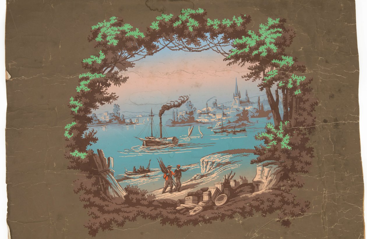 Overdoor med Harbour Scene av Unknown artist