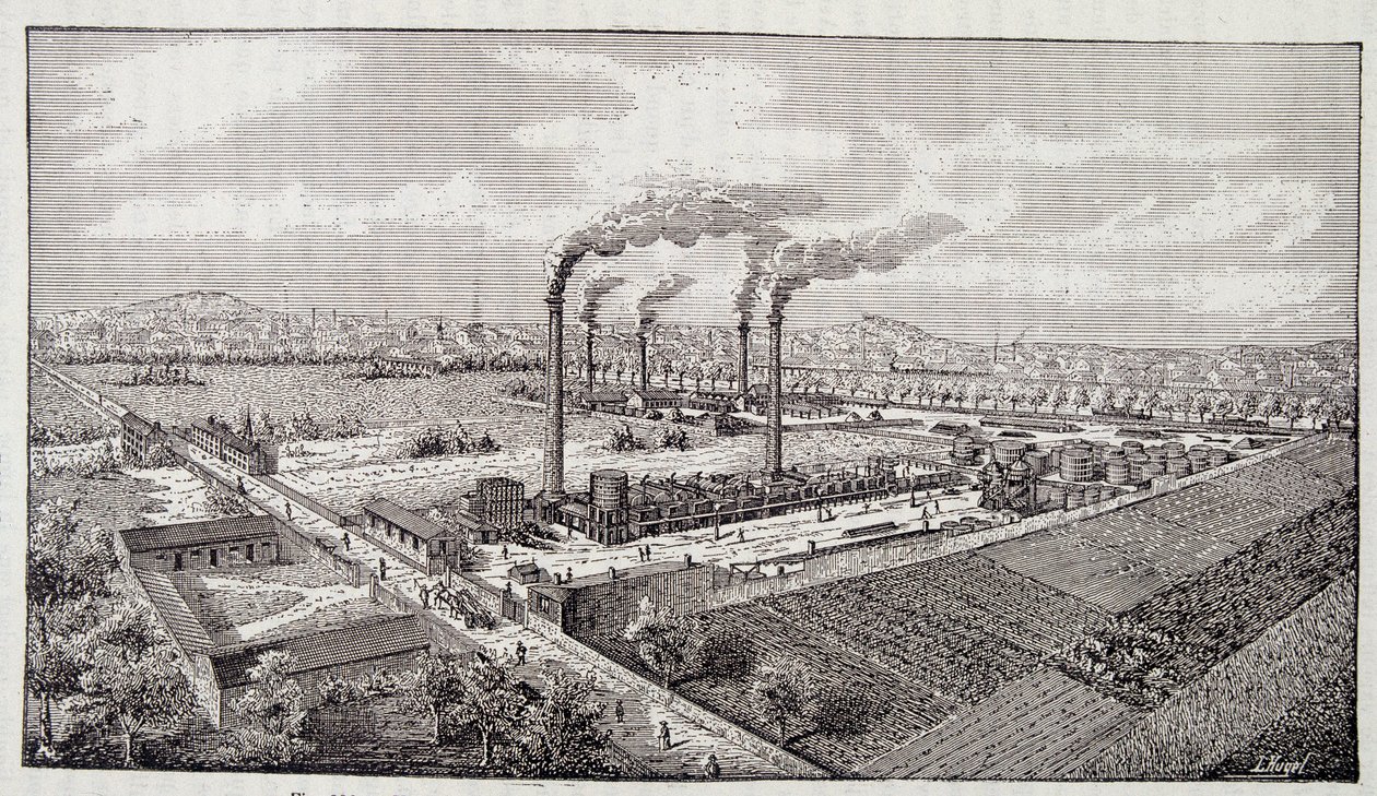 Översikt över Mr Deutschs oljeraffinaderianläggning i Pantin (Seine) av Unknown artist