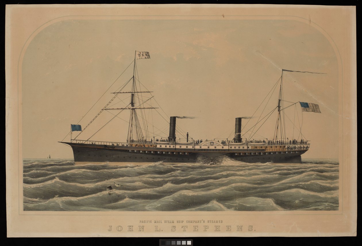 Pacific Mail Steam Ship Companys ångare John L Stephens av Unknown artist