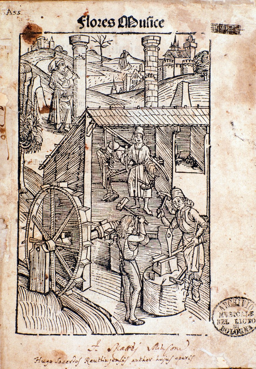 Sida från Flore Musices, Study on Gregorian Chant av Hugo von Reutlingen av Unknown artist