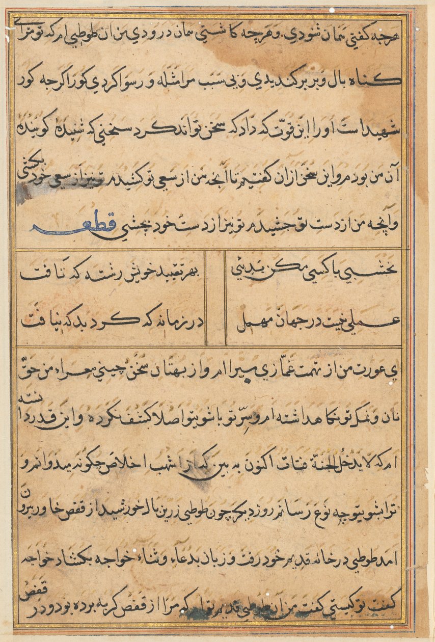 Sida från Tales of a Parrot (Tuti-nama): textsida av Unknown artist