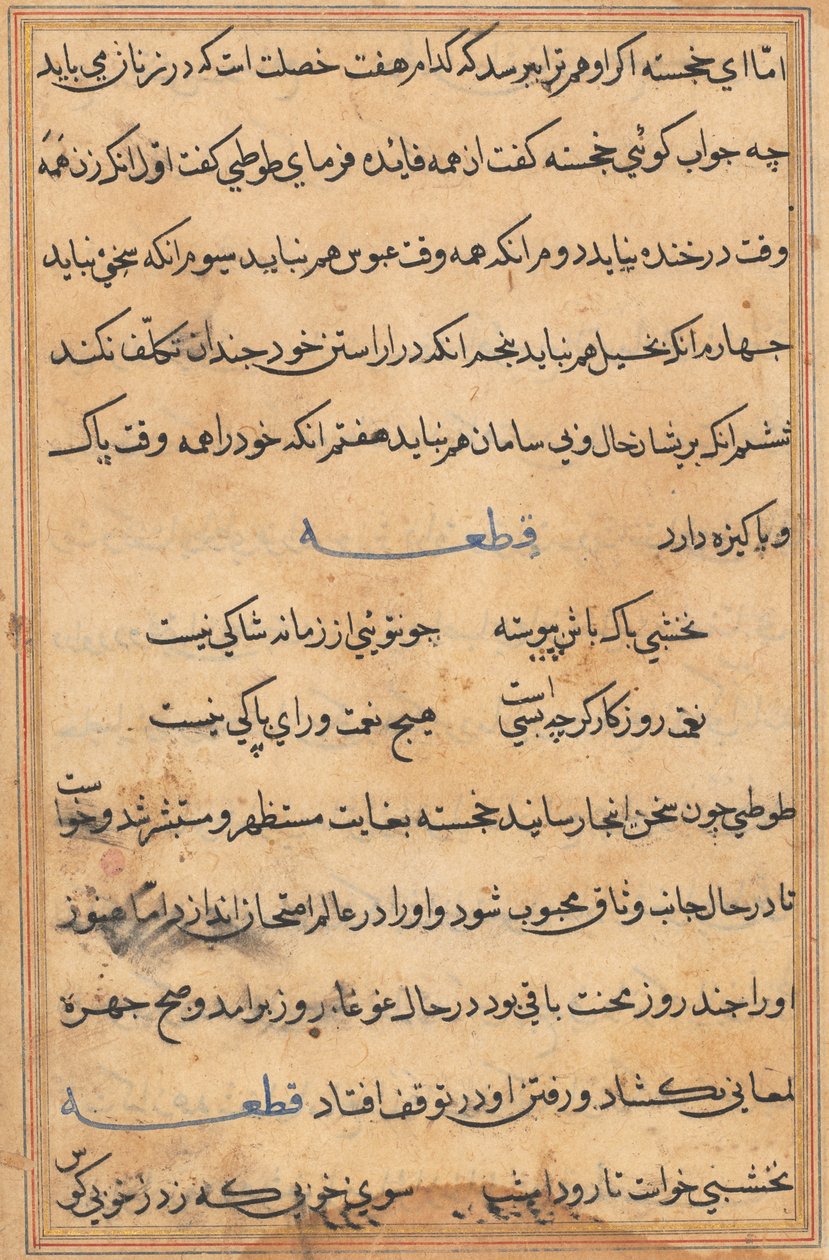 Sida från Tales of a Parrot (Tuti-nama): textsida av Unknown artist