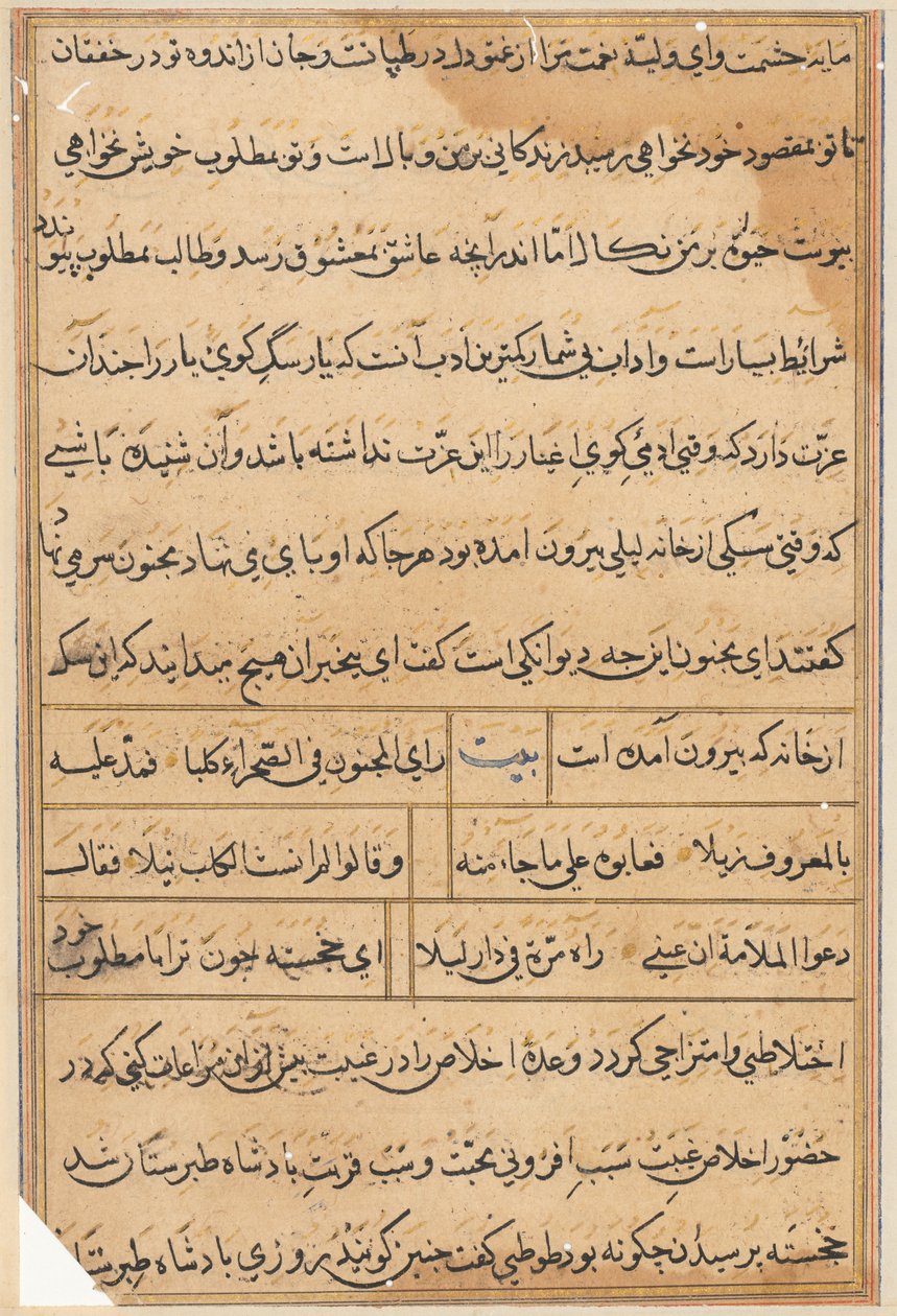 Sida från Tales of a Parrot (Tuti-nama): textsida av Unknown artist