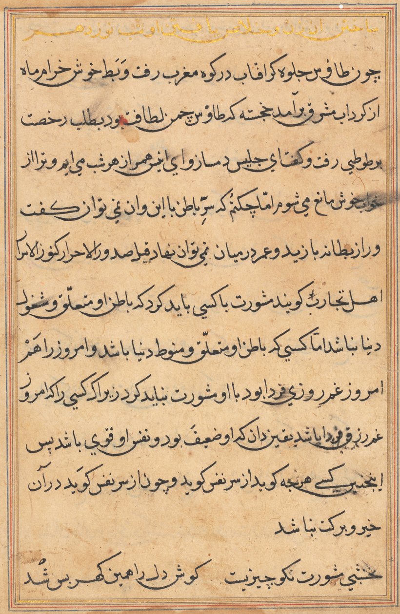 Sida från Tales of a Parrot (Tuti-nama): textsida av Unknown artist