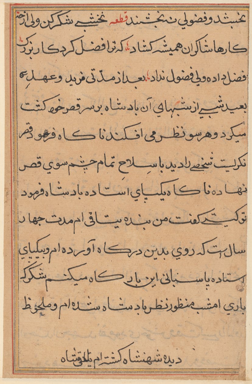 Sida från Tales of a Parrot (Tuti-nama): textsida av Unknown artist