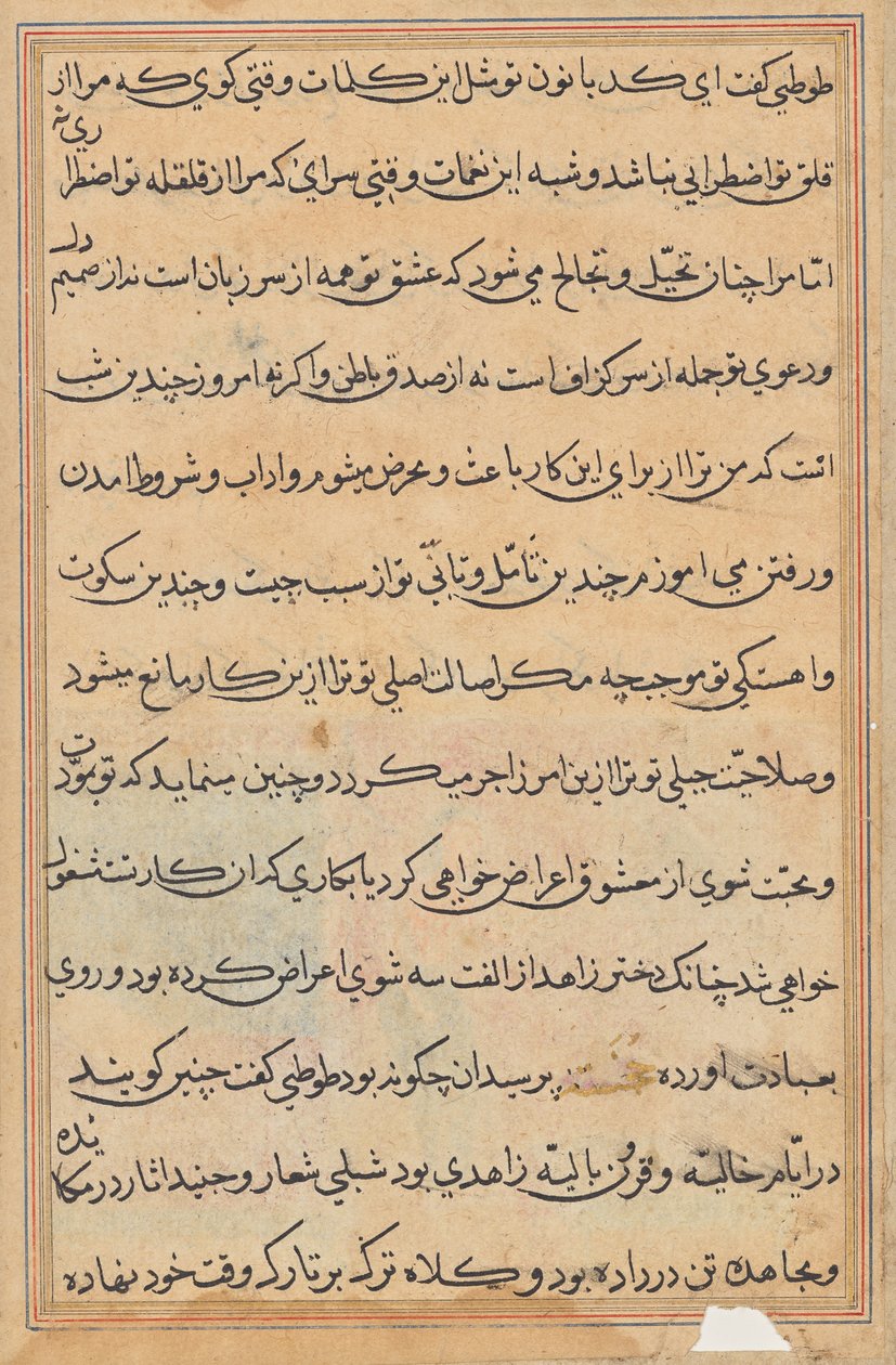Sida från Tales of a Parrot (Tuti-nama): textsida av Unknown artist