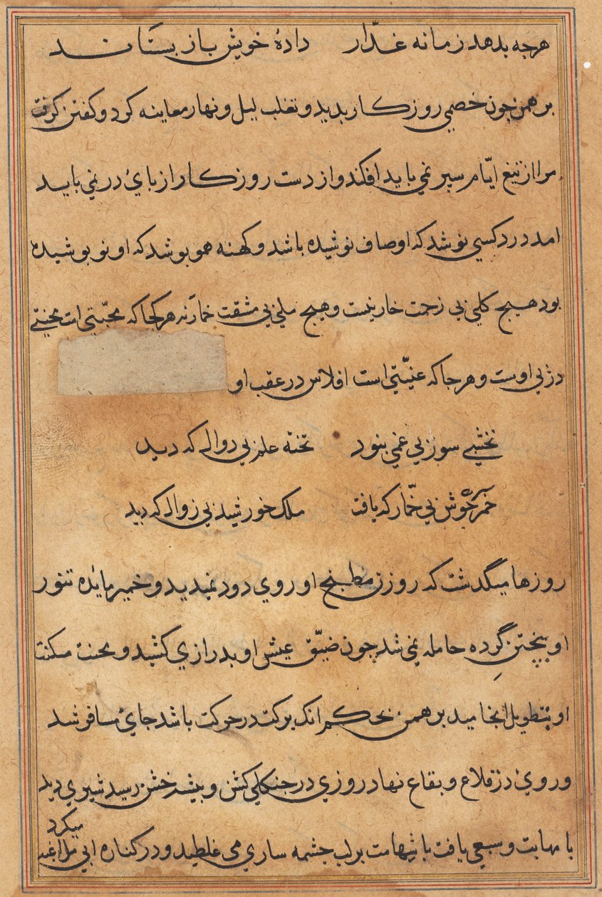 Sida från Tales of a Parrot (Tuti-nama): textsida av Unknown artist