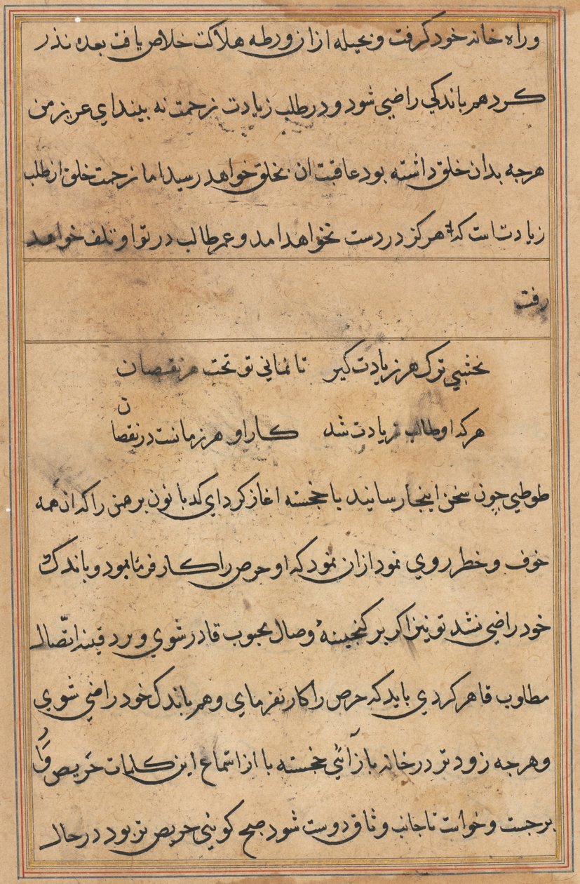 Sida från Tales of a Parrot (Tuti-nama): textsida av Unknown artist