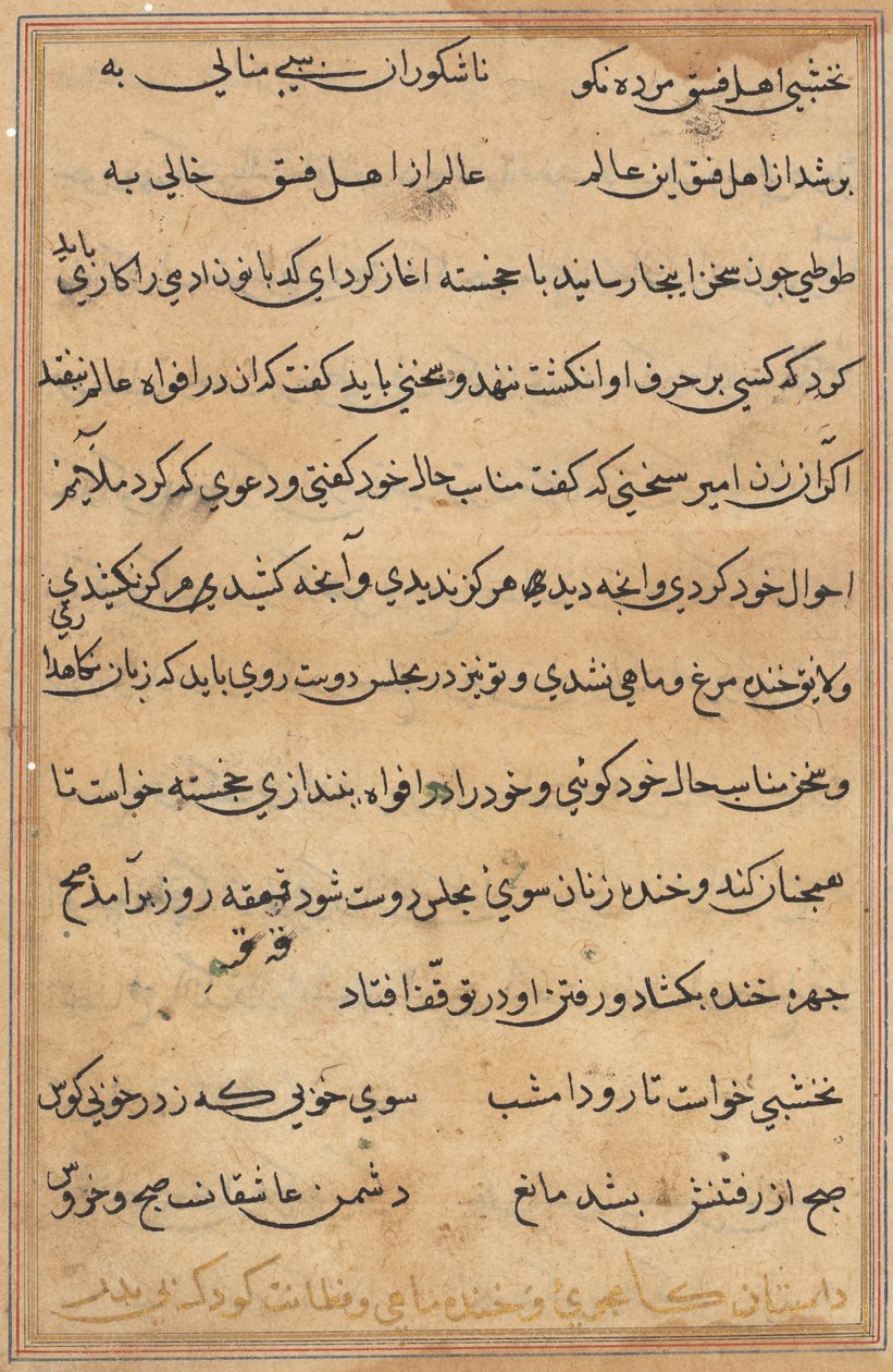 Sida från Tales of a Parrot (Tuti-nama): textsida av Unknown artist