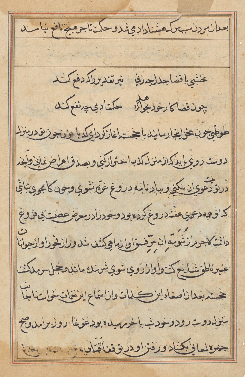 Sida från Tales of a Parrot (Tuti-nama): textsida av Unknown artist