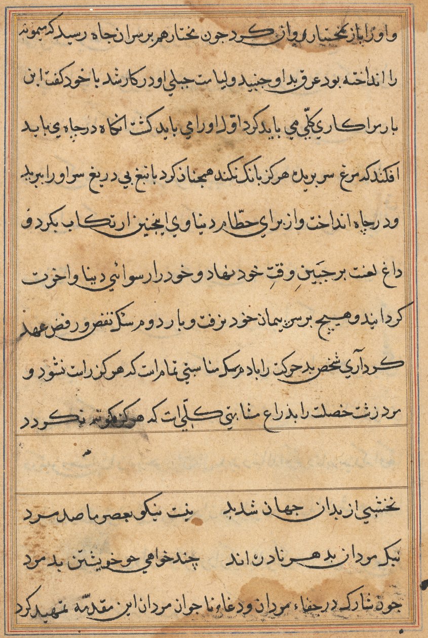 Sida från Tales of a Parrot (Tuti-nama): textsida av Unknown artist