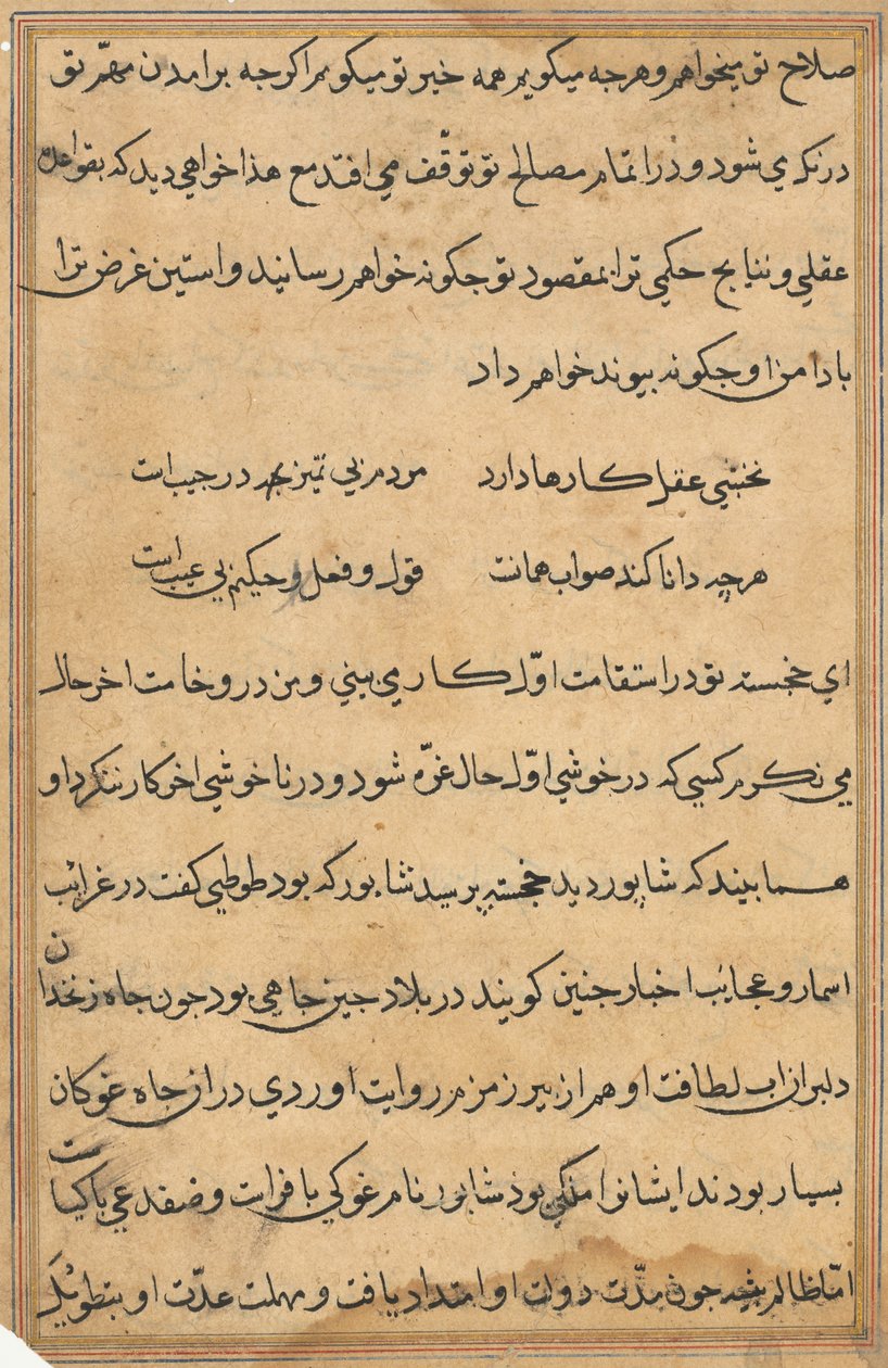 Sida från Tales of a Parrot (Tuti-nama): textsida av Unknown artist