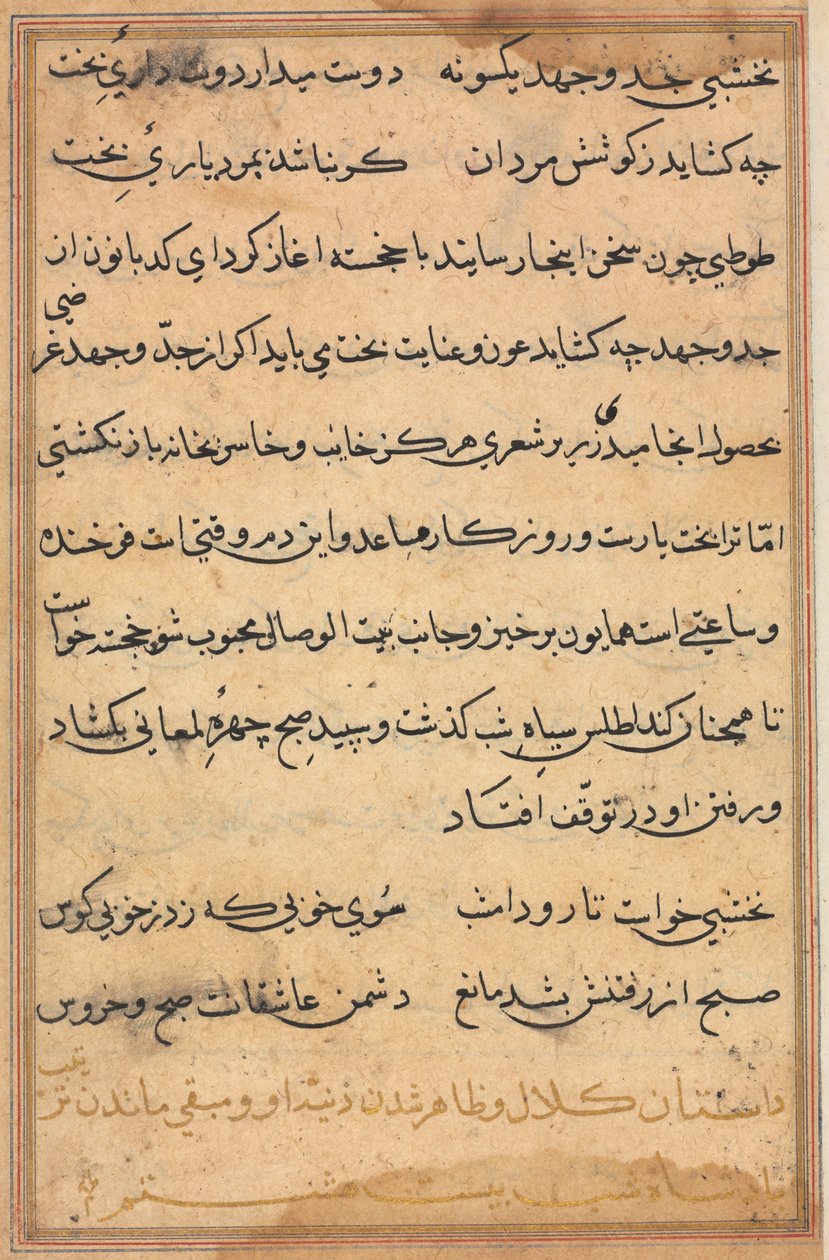 Sida från Tales of a Parrot (Tuti-nama): textsida av Unknown artist