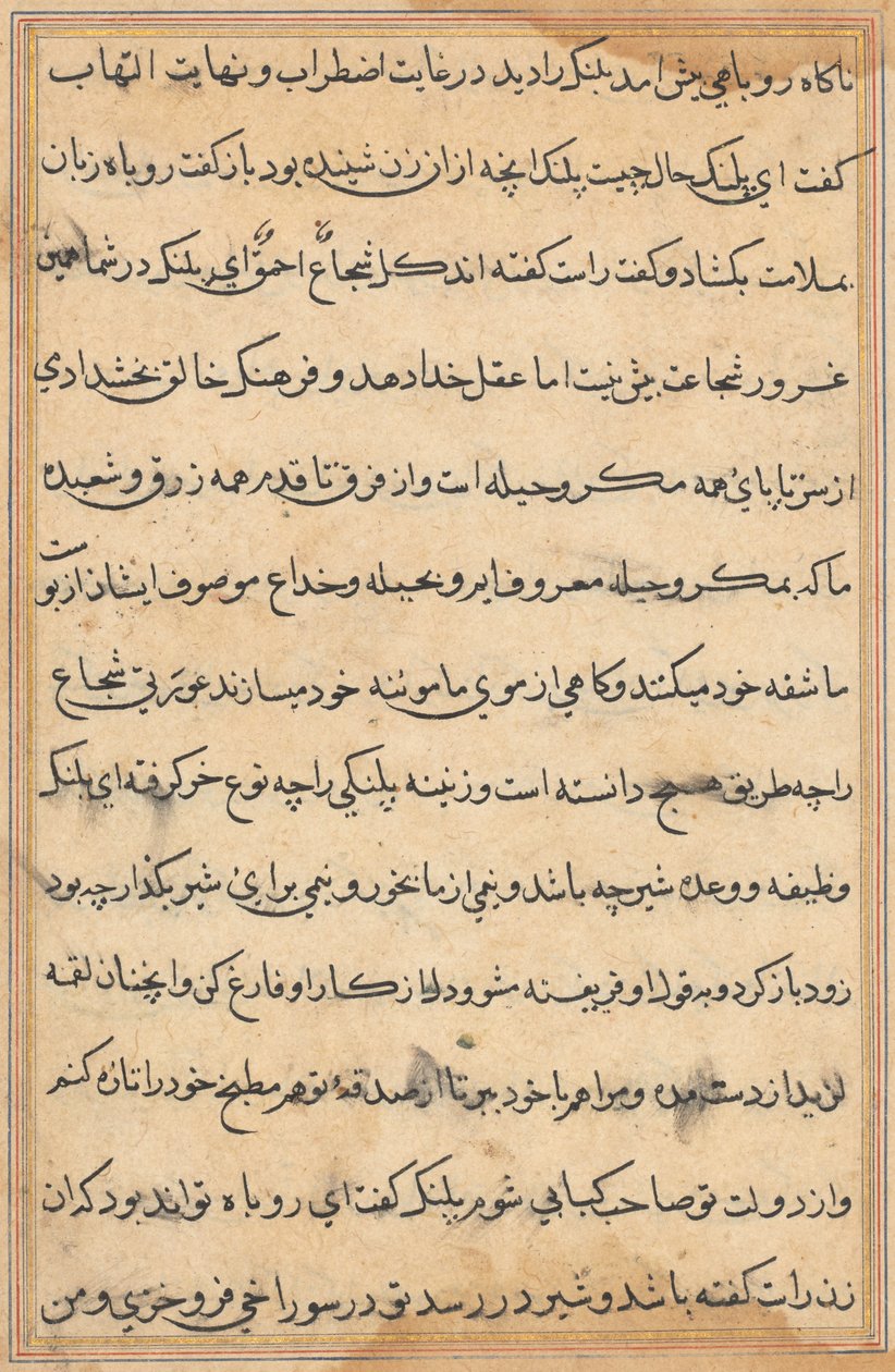Sida från Tales of a Parrot (Tuti-nama): textsida av Unknown artist