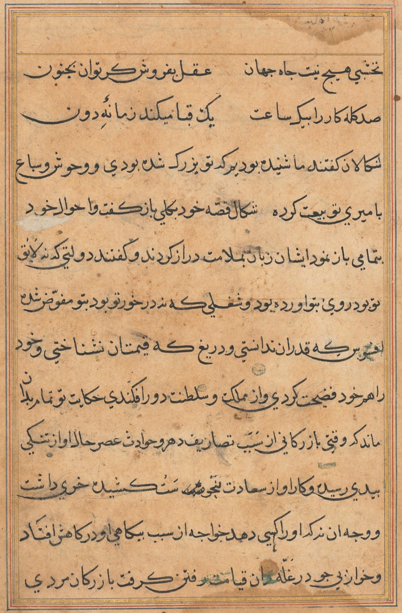 Sida från Tales of a Parrot (Tuti-nama): textsida av Unknown artist