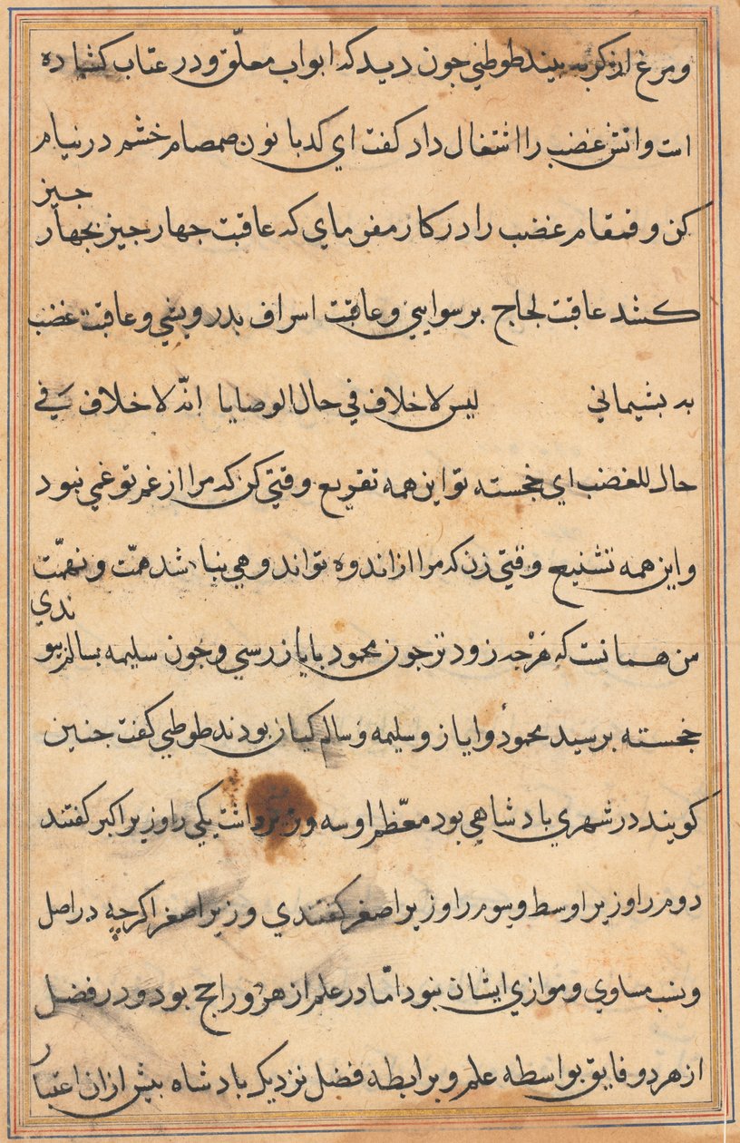 Sida från Tales of a Parrot (Tuti-nama): textsida av Unknown artist