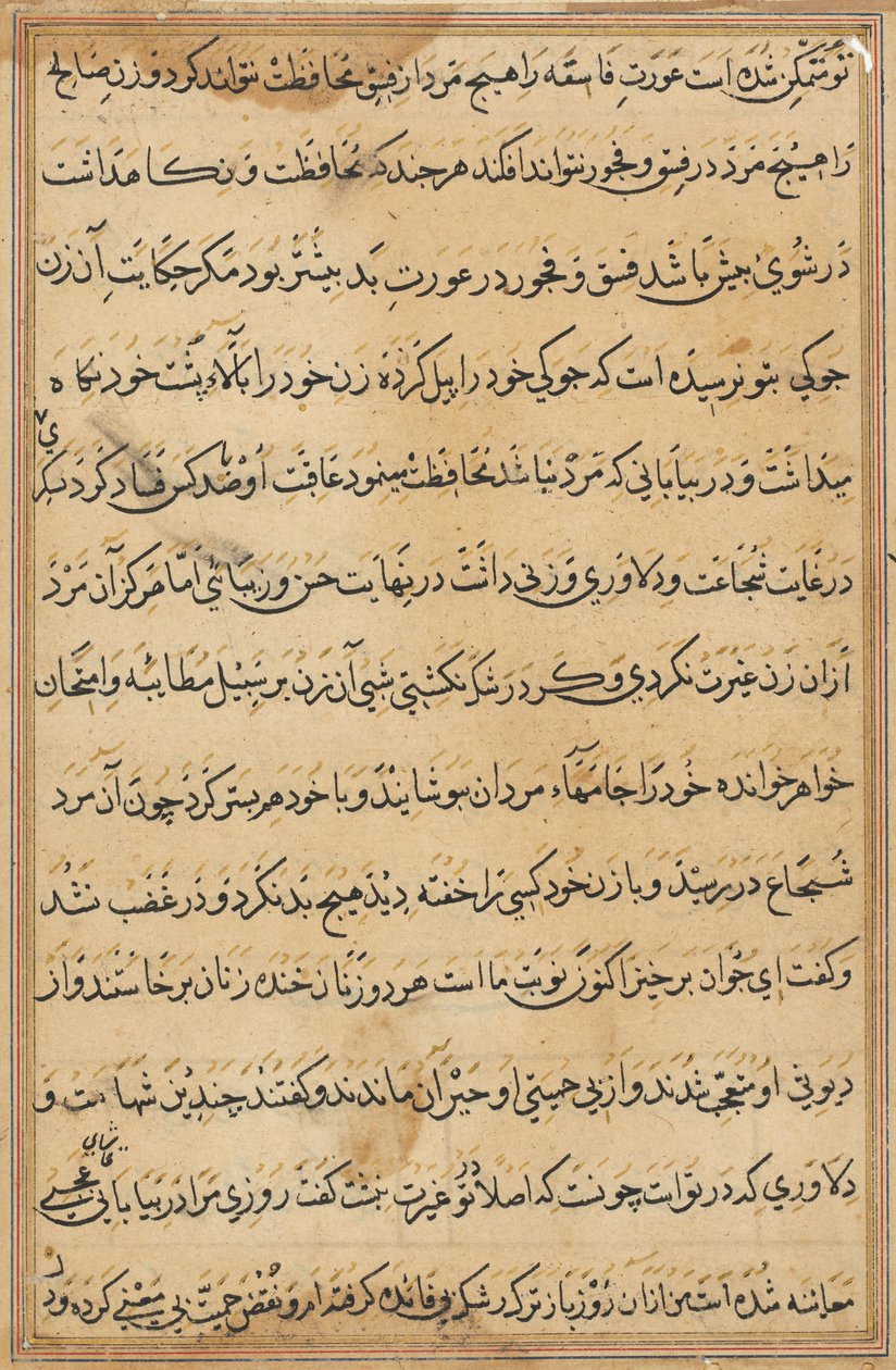 Sida från Tales of a Parrot (Tuti-nama): textsida av Unknown artist