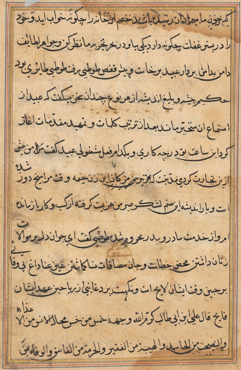 Sida från Tales of a Parrot (Tuti-nama): textsida av Unknown artist