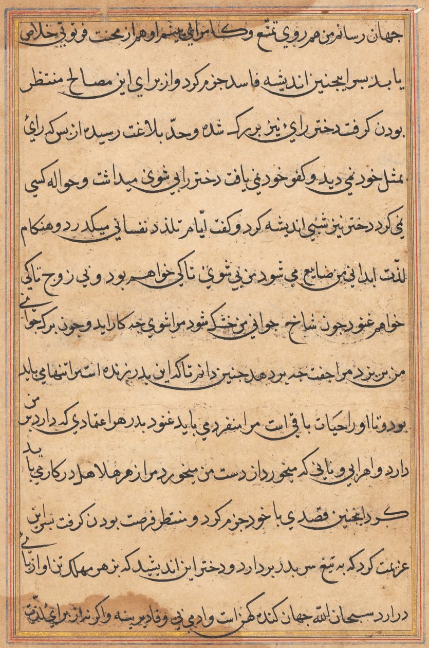 Sida från Tales of a Parrot (Tuti-nama): textsida av Unknown artist