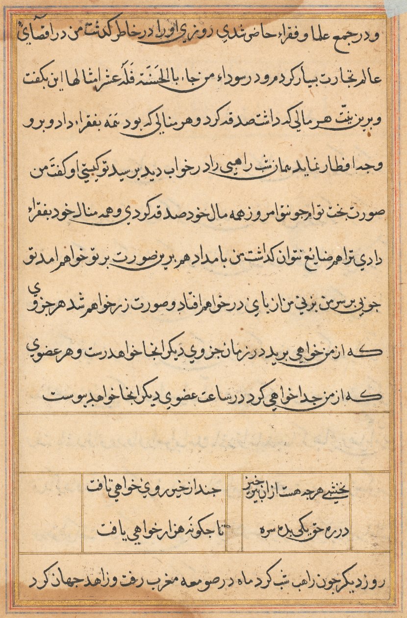 Sida från Tales of a Parrot (Tuti-nama): textsida av Unknown artist