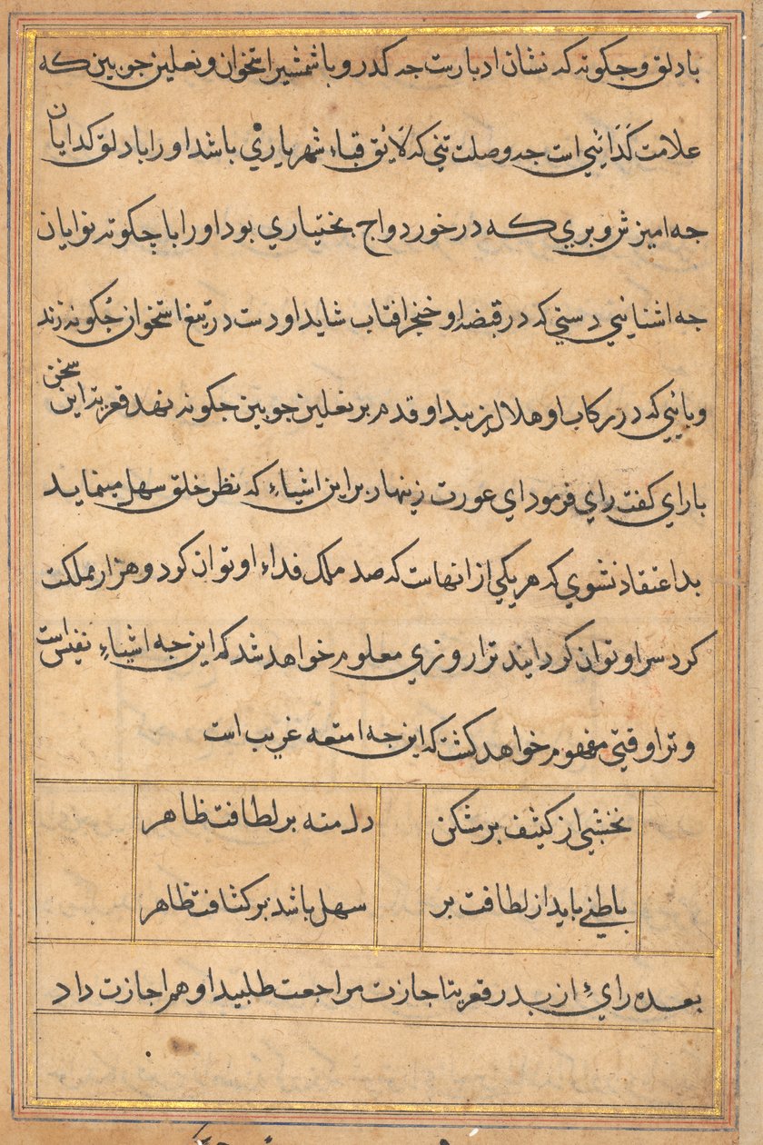 Sida från Tales of a Parrot (Tuti-nama): textsida av Unknown artist