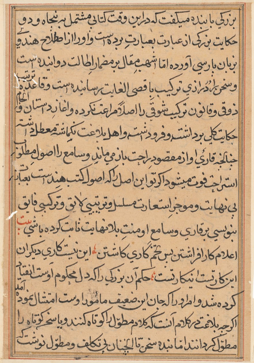 Sida från Tales of a Parrot (Tuti-nama): textsida av Unknown artist