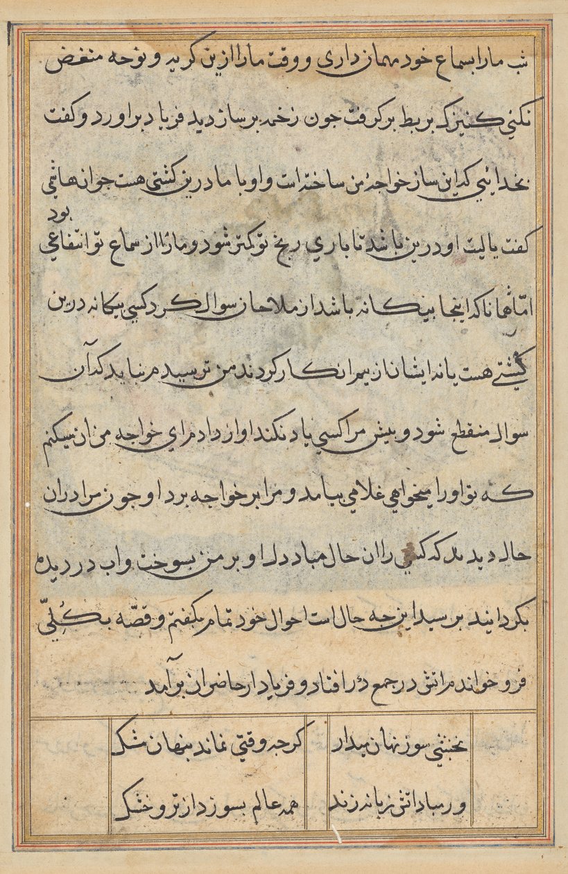 Sida från Tales of a Parrot (Tuti-nama): textsida av Unknown artist