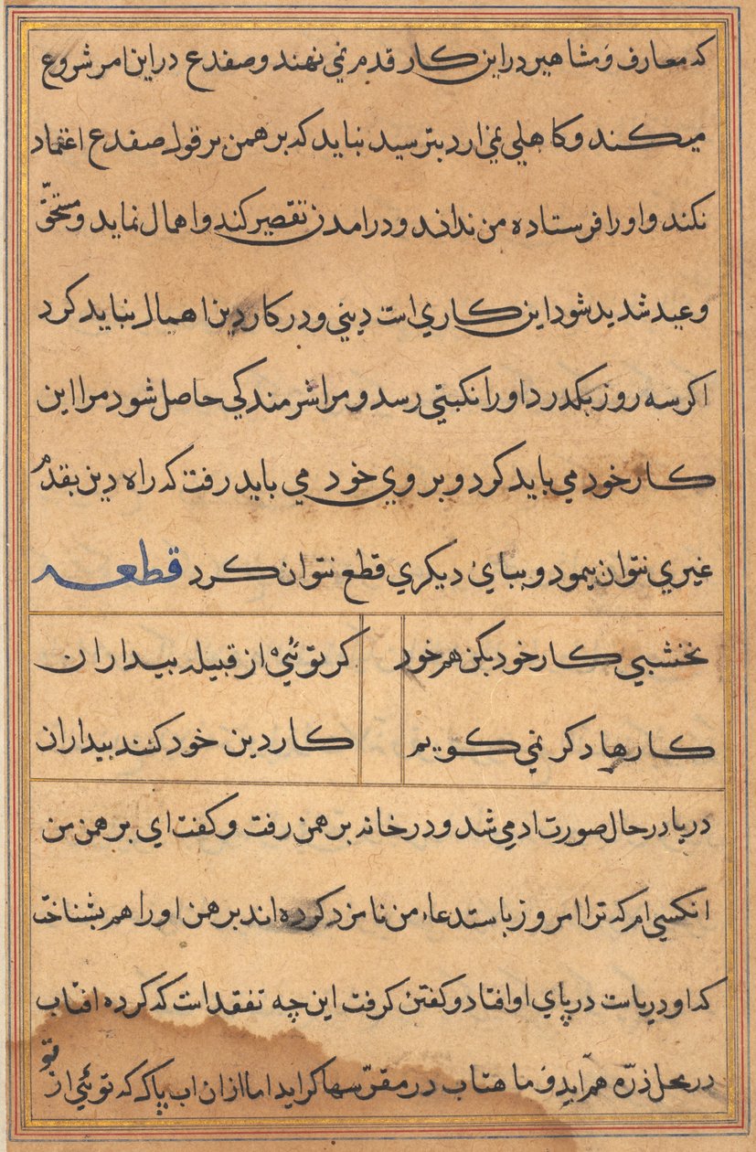 Sida från Tales of a Parrot (Tuti-nama): textsida av Unknown artist
