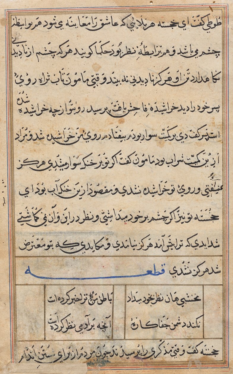 Sida från Tales of a Parrot (Tuti-nama): textsida av Unknown artist