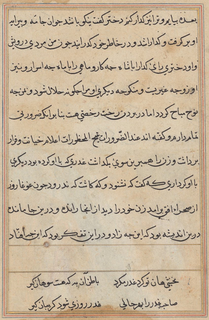 Sida från Tales of a Parrot (Tuti-nama): textsida av Unknown artist