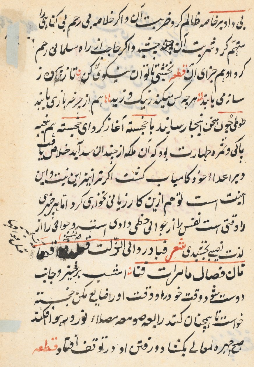 Sida från Tales of a Parrot (Tuti-nama): textsida av Unknown artist