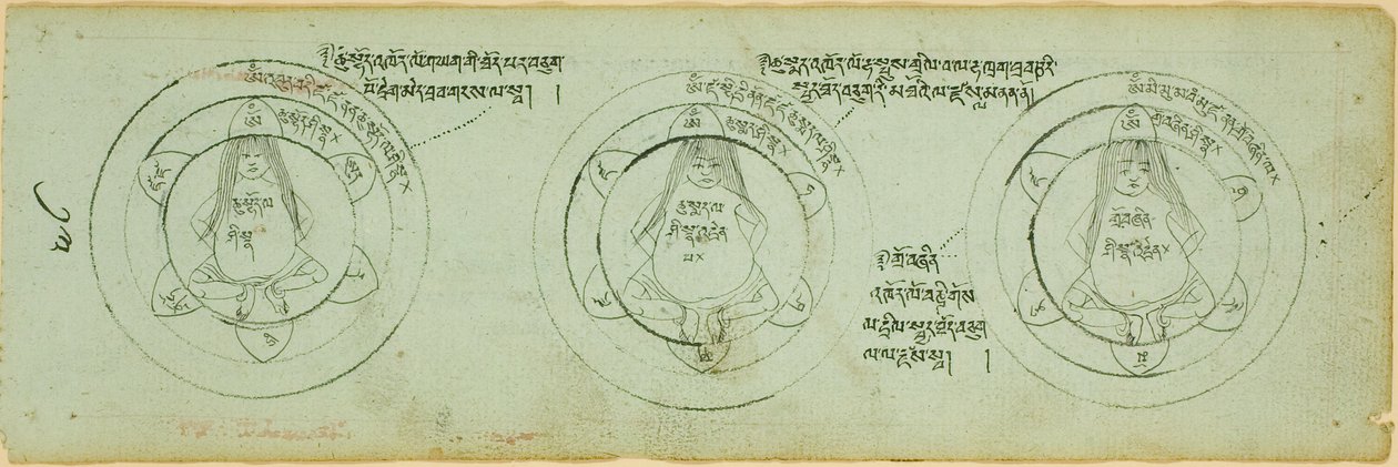 Sida ur ett manuskript med diagram som skyddar mot barns sjukdomar av Unknown artist