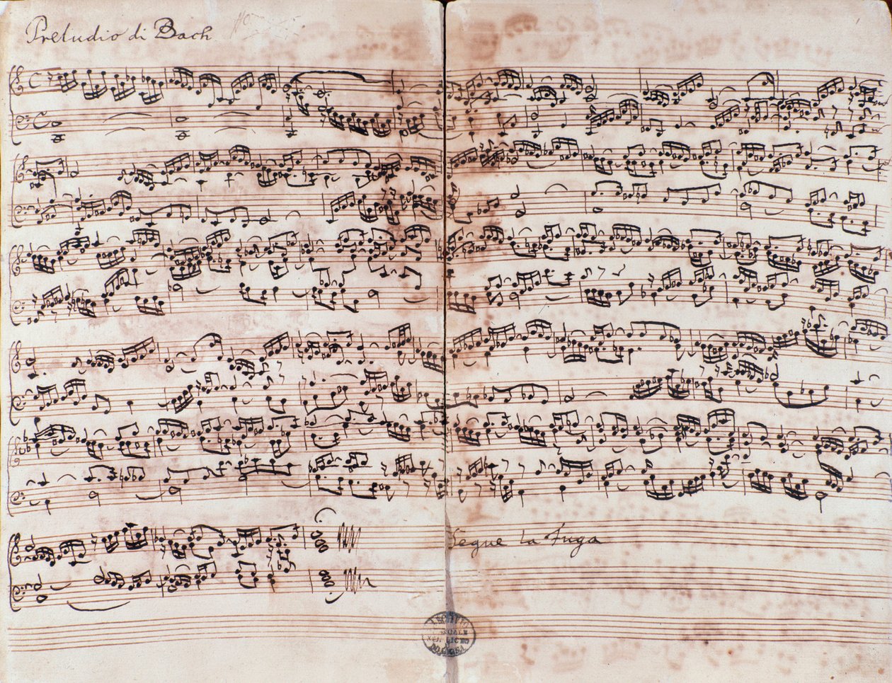 Sida av Preludium i C i Det vältempererade klaveret av Johann Sebastian Bach av Unknown artist