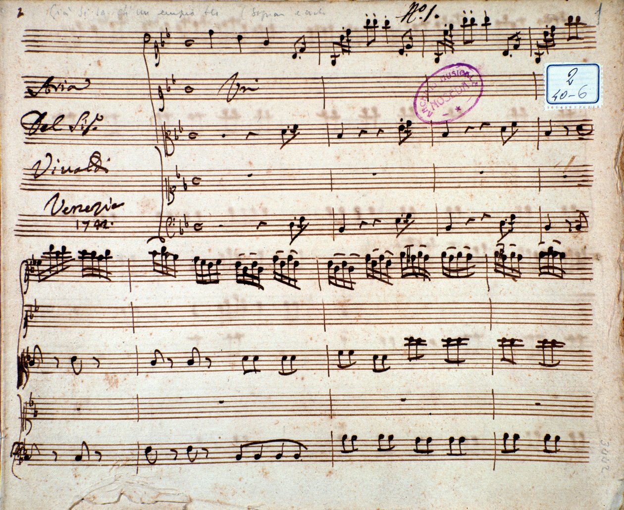 Sidan av musikmusik av Gia är det känt att en bred var aria av Antonio Vivaldi av Unknown artist